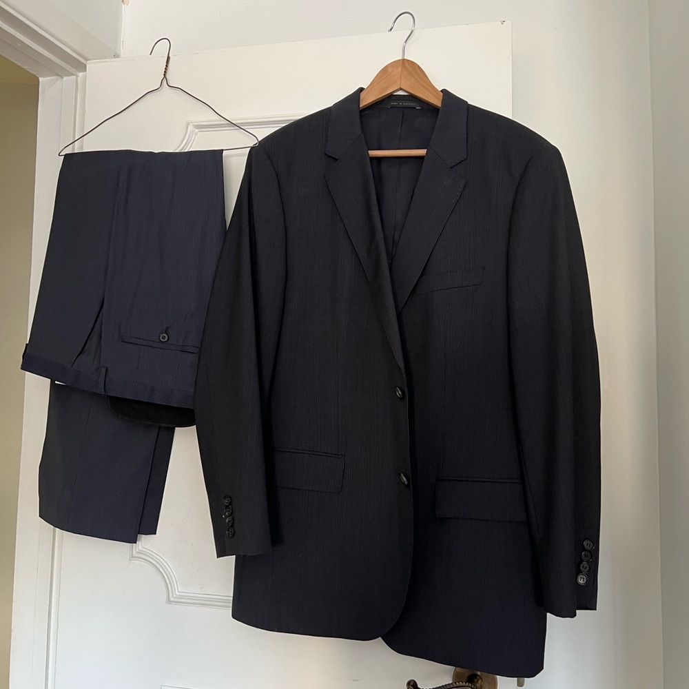 Athentic Hugo Boss "The James4/Sharp6" Men's 100% Wool Black Two Button Suit